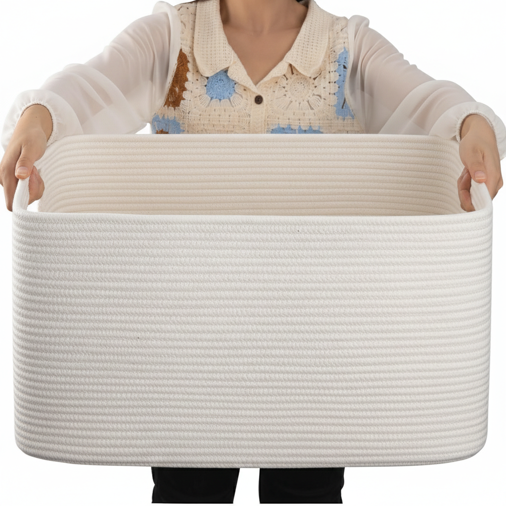 Big Wicker Laundry Hamper with Carry Handles