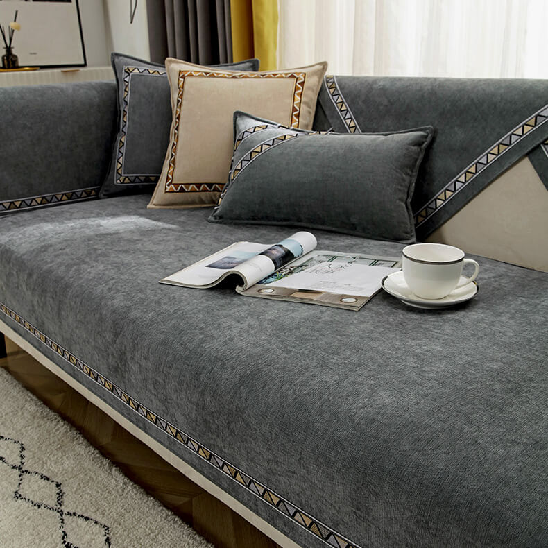 Plush Fuzzy Slip Resistant Sofa Throw Cover