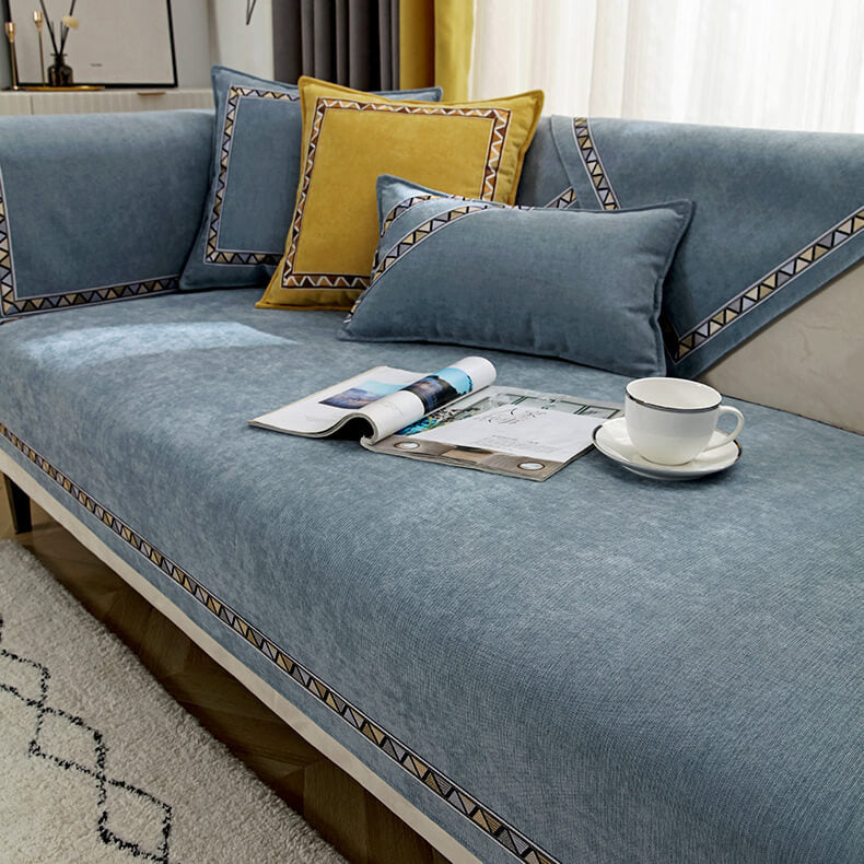 Plush Fuzzy Slip Resistant Sofa Throw Cover
