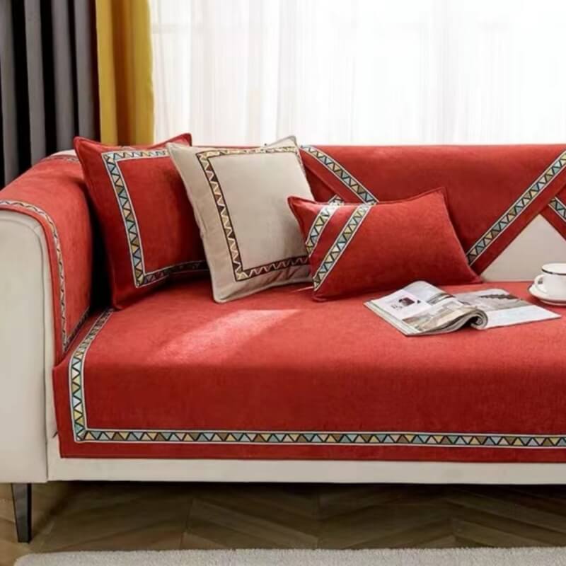 Plush Fuzzy Slip Resistant Sofa Throw Cover
