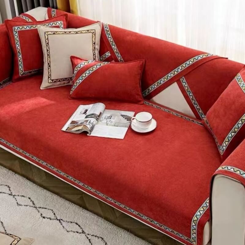 Plush Fuzzy Slip Resistant Sofa Throw Cover