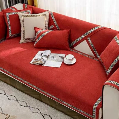 Plush Fuzzy Slip Resistant Sofa Throw Cover