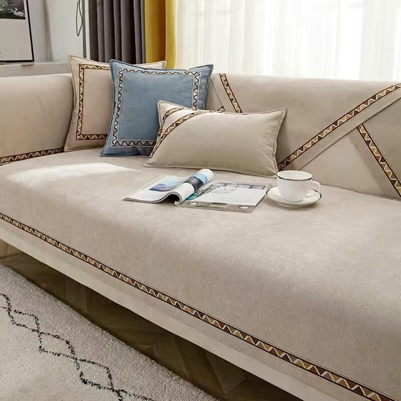 Plush Fuzzy Slip Resistant Sofa Throw Cover