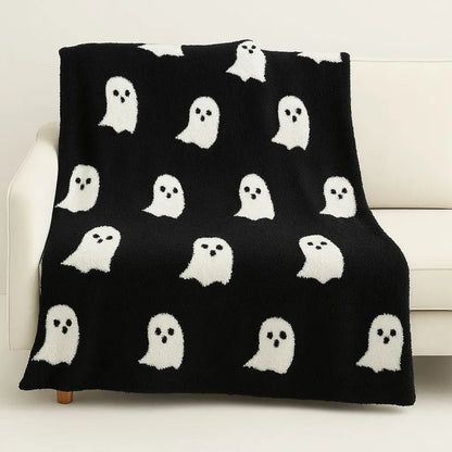 Spooky Ghost Pattern Throw Blanket - Lusomart
