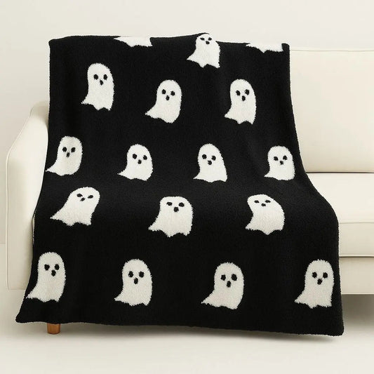 Spooky Ghost Pattern Throw Blanket - Lusomart