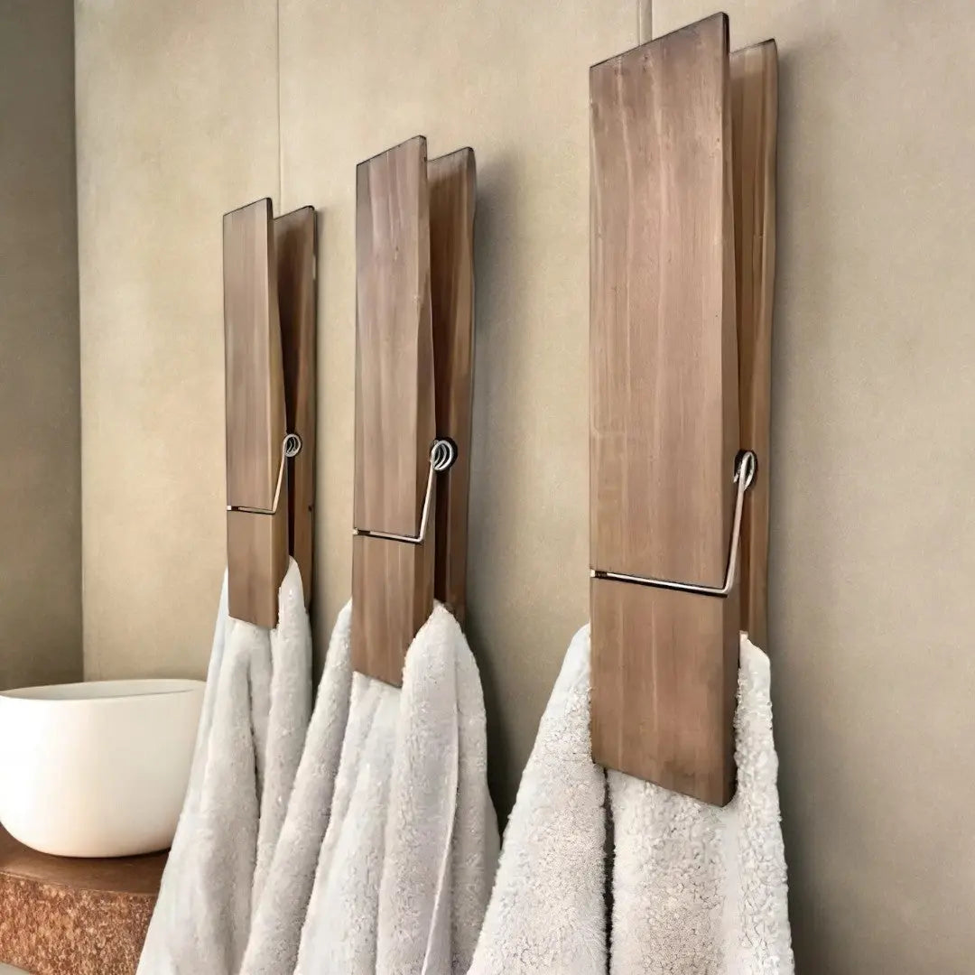 Large Wooden Clip Towel Hanger - Lusomart