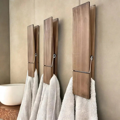 Large Wooden Clip Towel Hanger - Lusomart