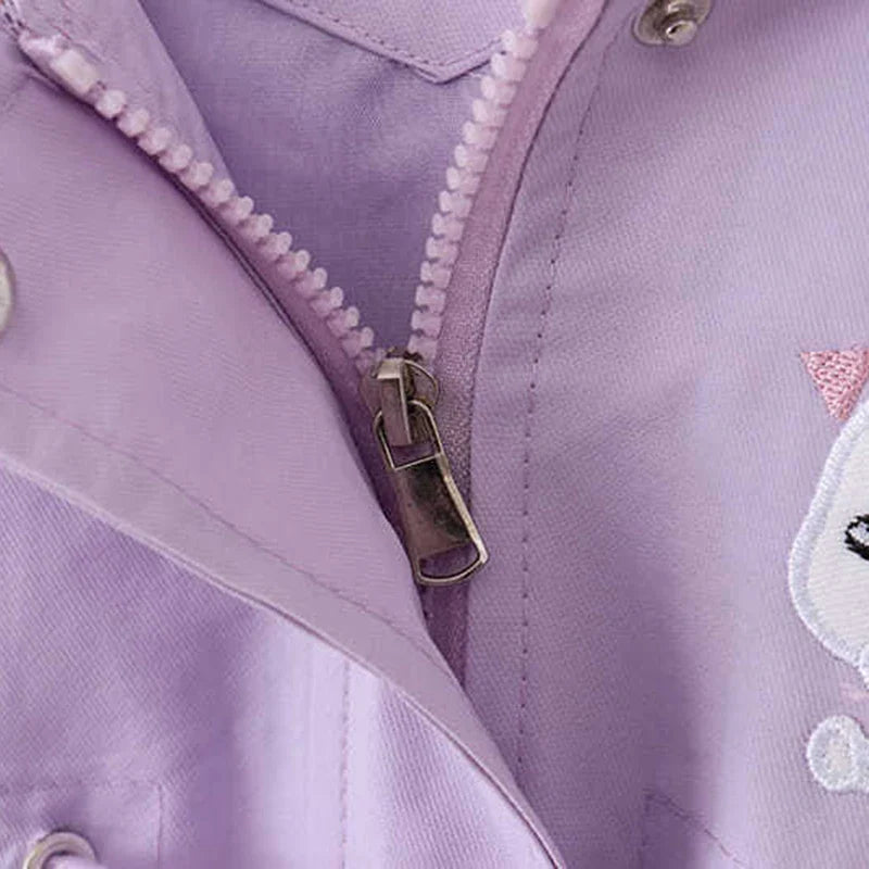 Girls Rain Jacket Hooded Cute Rabbit Design Spring Autumn Windbreaker Coat 5