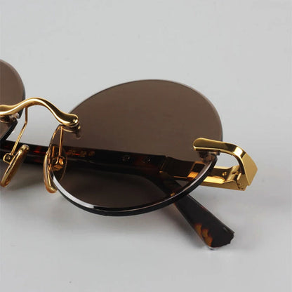 Transparent Lens Rimless Sunglasses UV Protected Glasses