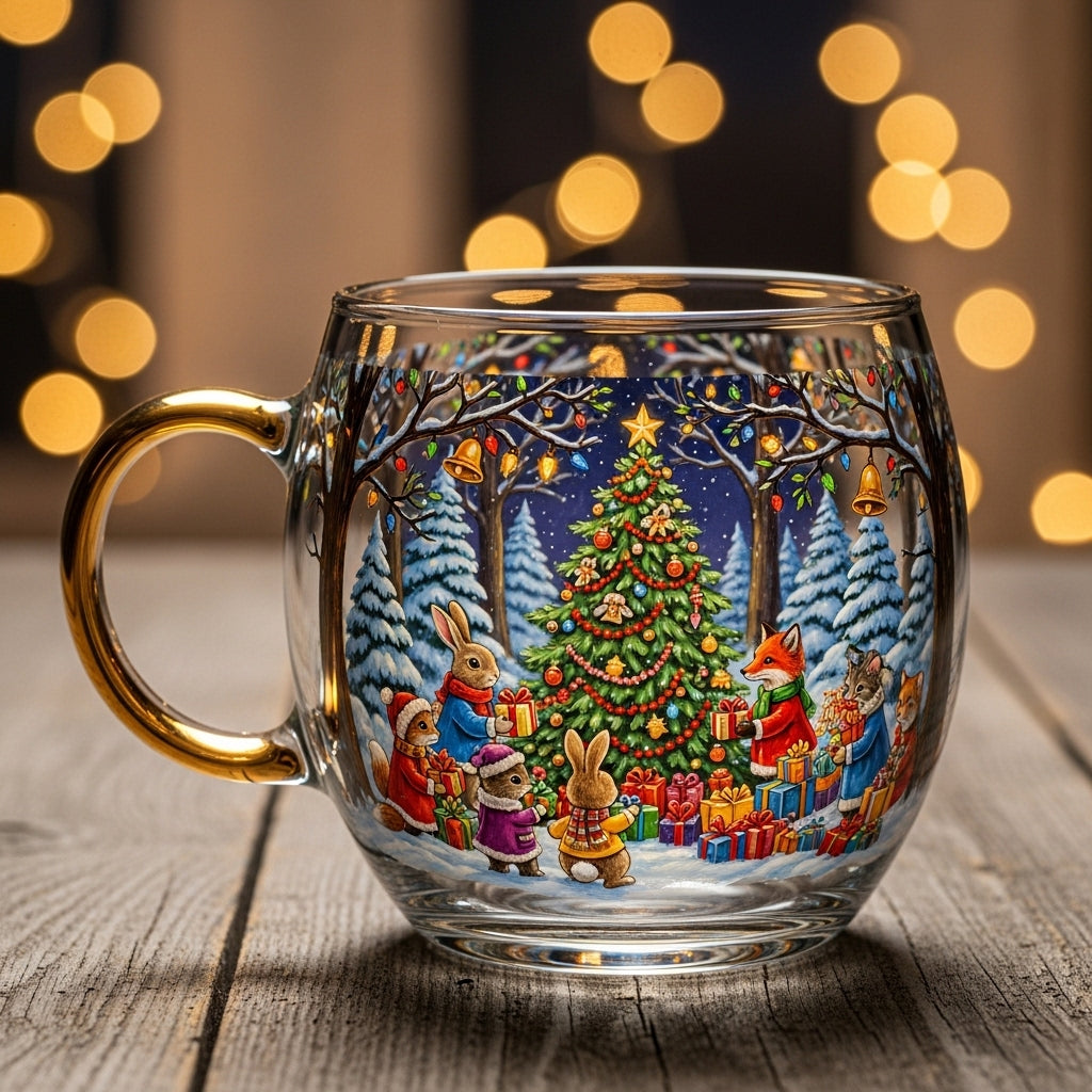 Holiday Red Ceramic Coffee Mug Winter Scene