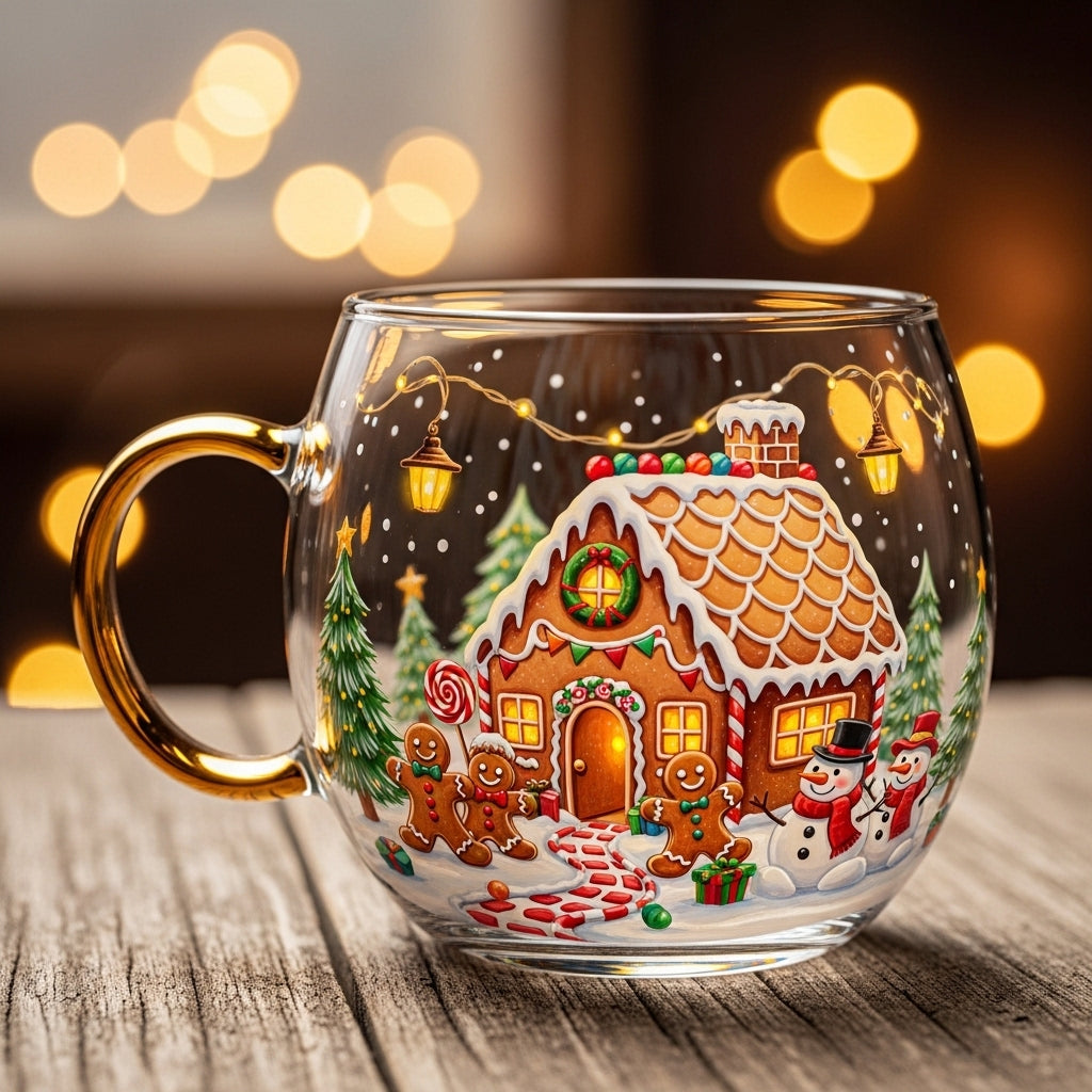 Holiday Red Ceramic Coffee Mug Winter Scene