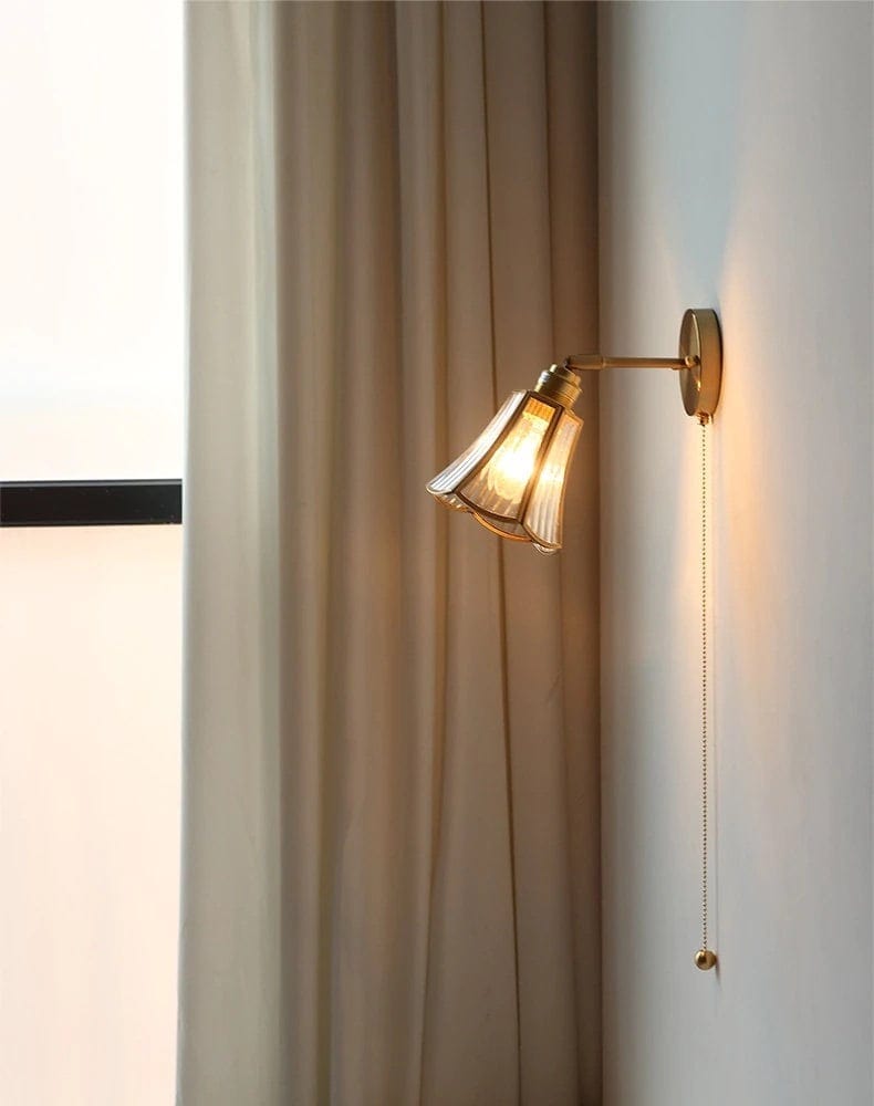 Classic Glass Floral Wall Lamp with LED Bulb