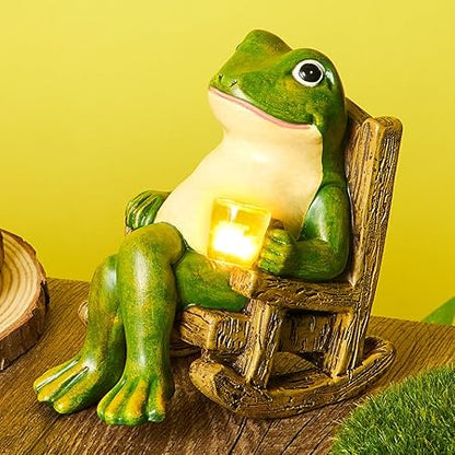 Small Outdoor Frog Solar Powered Lamp