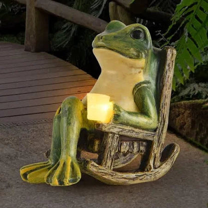 Small Outdoor Frog Solar Powered Lamp