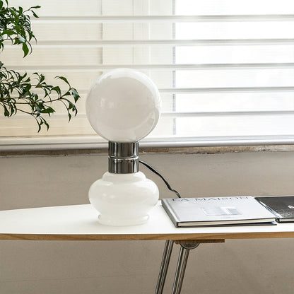 GlobeLume – Sleek White Glass Lamp Design 2