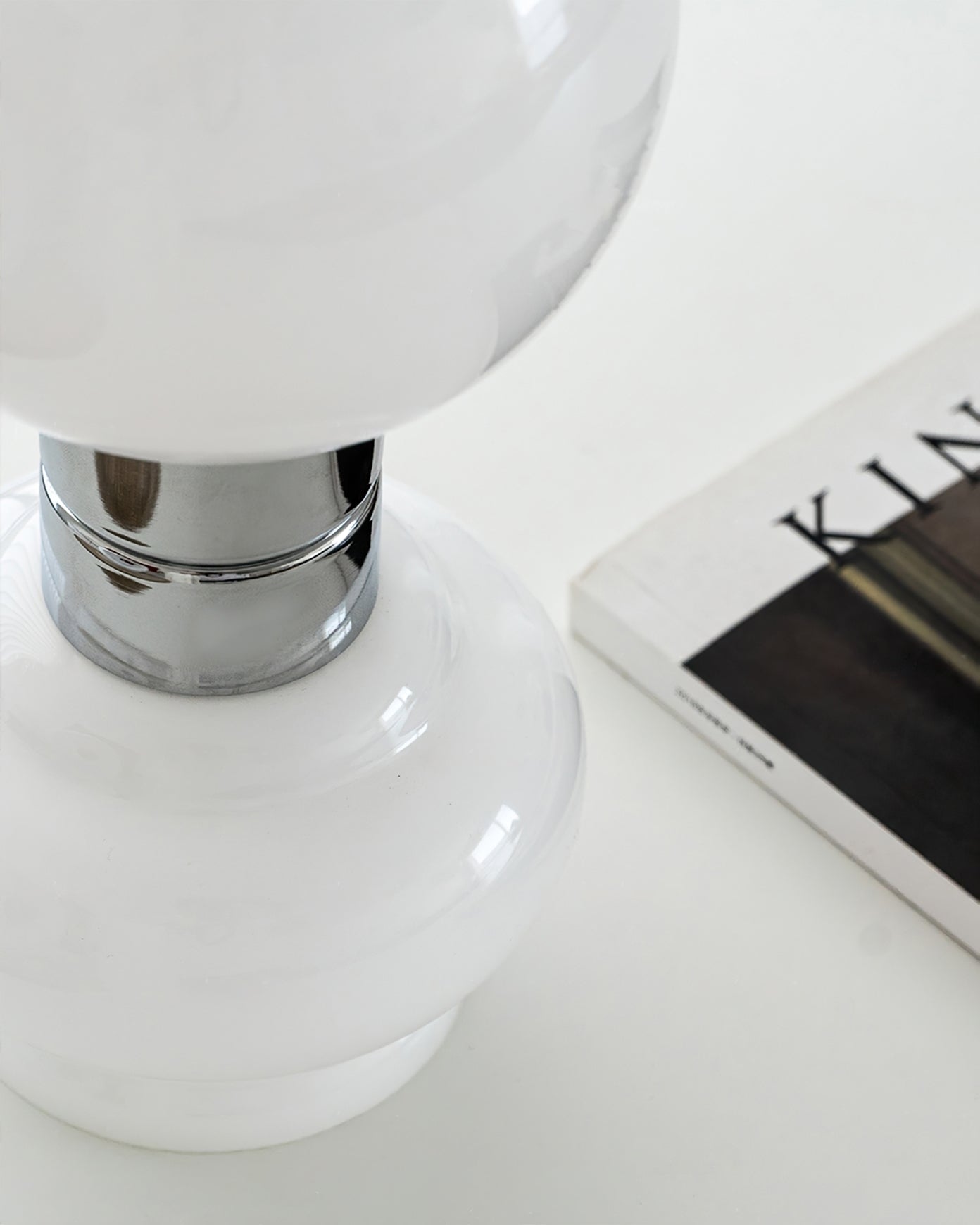 GlobeLume – Sleek White Glass Lamp Design 3