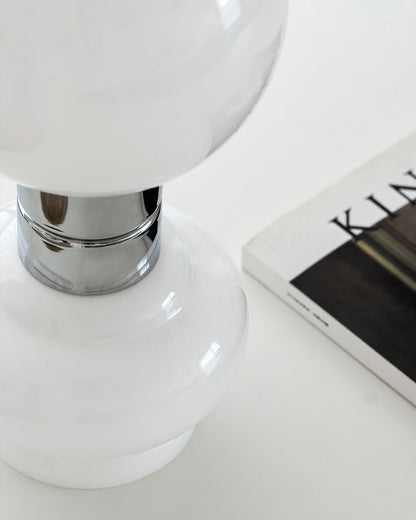 GlobeLume – Sleek White Glass Lamp Design 3
