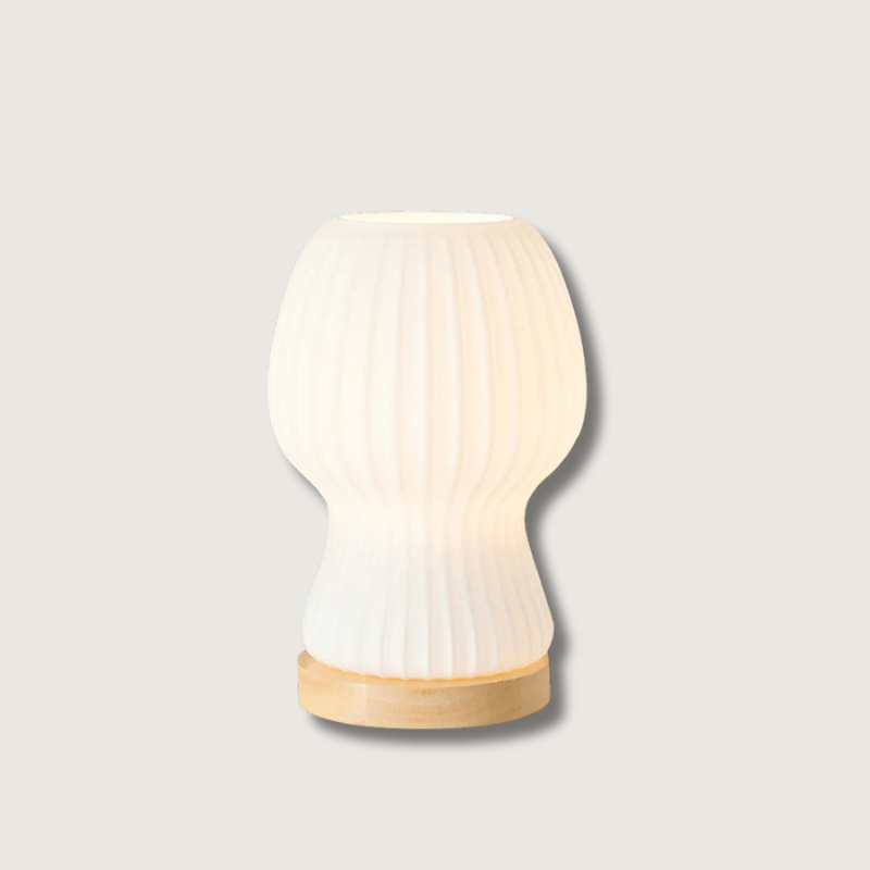 Warm Wooden Table Lamp with Glass Shade - Lusomart