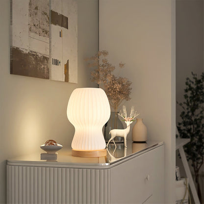 GlowBeam – Folded Glass Table Lamp with Wooden Accent 3
