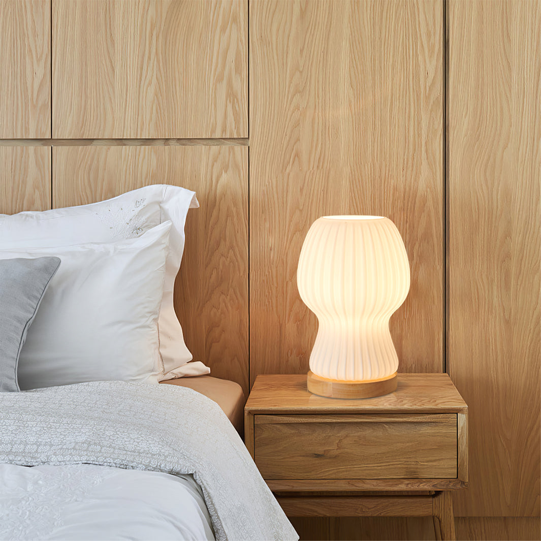 GlowBeam – Folded Glass Table Lamp with Wooden Accent 5