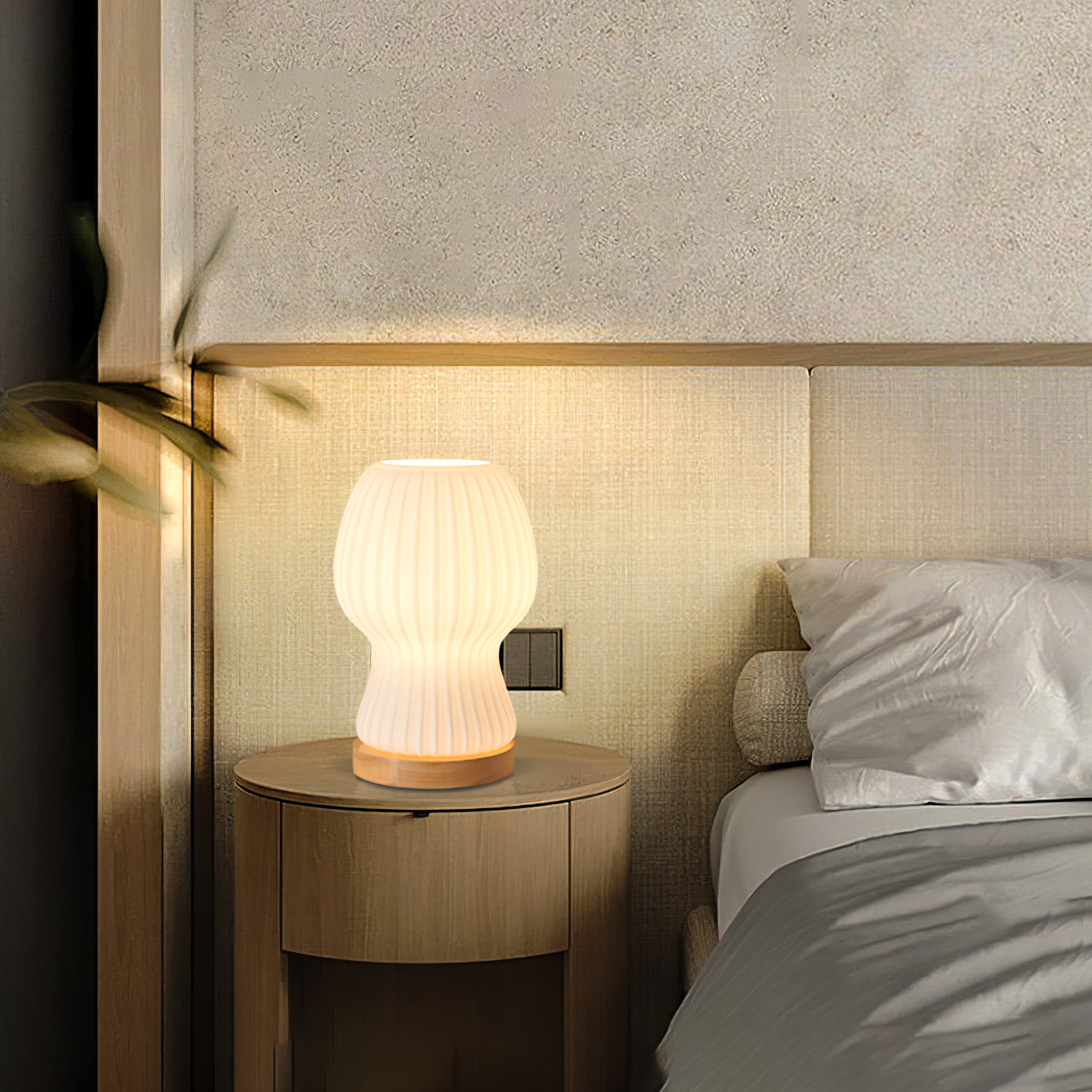 GlowBeam – Folded Glass Table Lamp with Wooden Accent 6