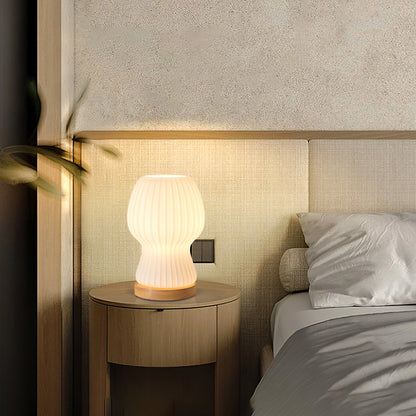 GlowBeam – Folded Glass Table Lamp with Wooden Accent 6