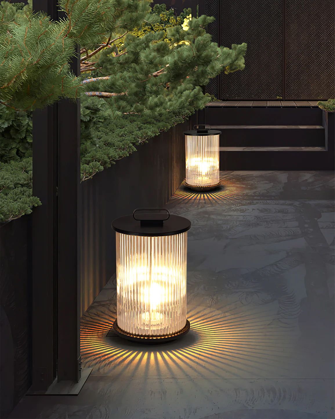 GlowSphere – Elegant Glass and Stainless Steel Garden Lamp 3