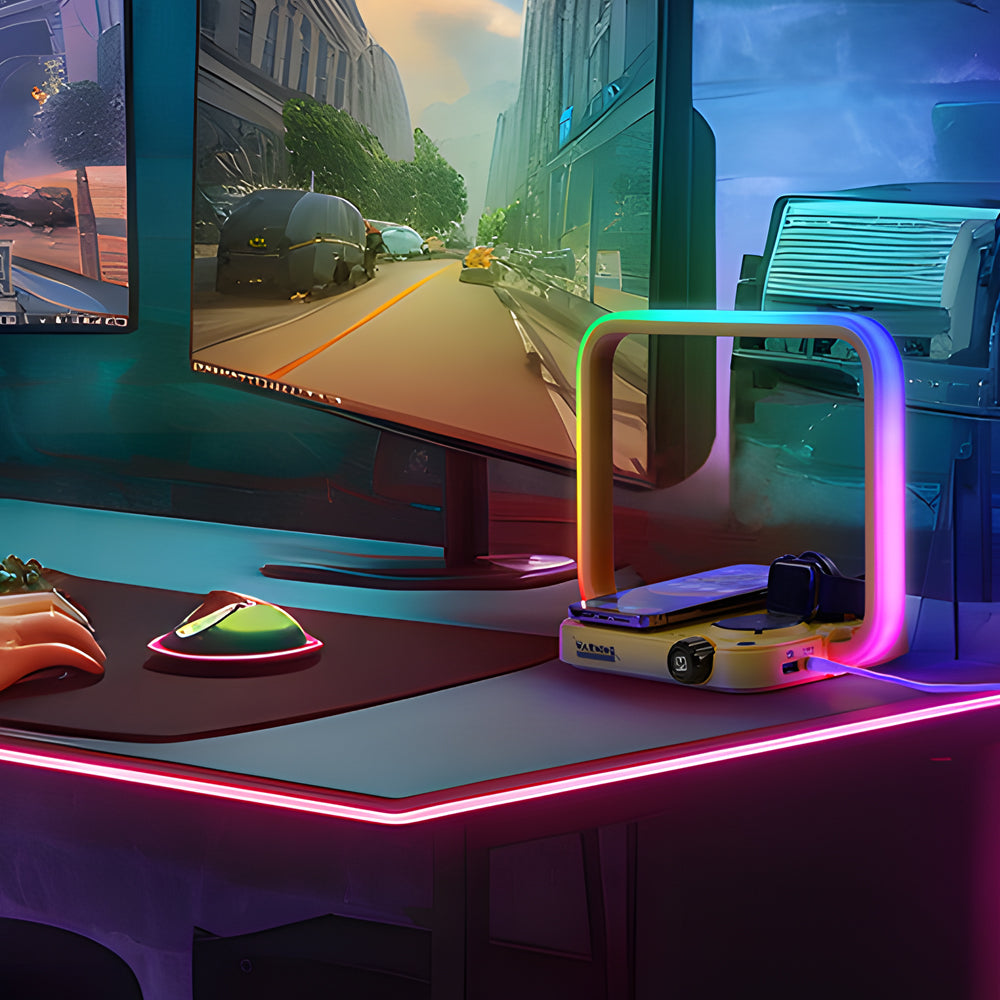 GlowSync - Multifunctional RGB Wireless Charging Desk Lamp 2