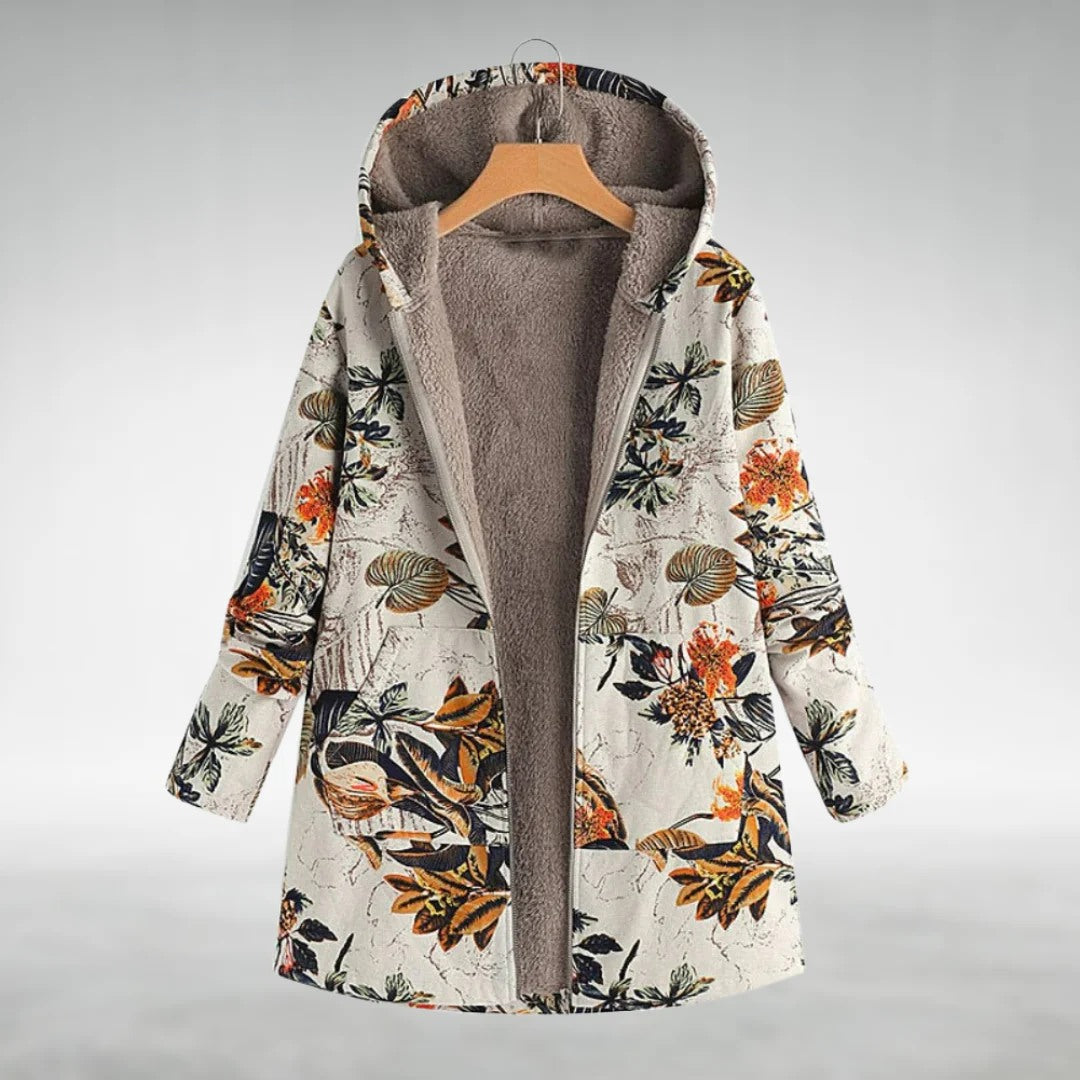 Classic Floral Parka Coat for Daily Wear