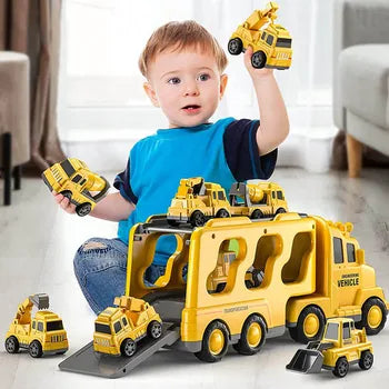 Large Toy Truck Carrier with Small Cars and Sound Effects - Lusomart