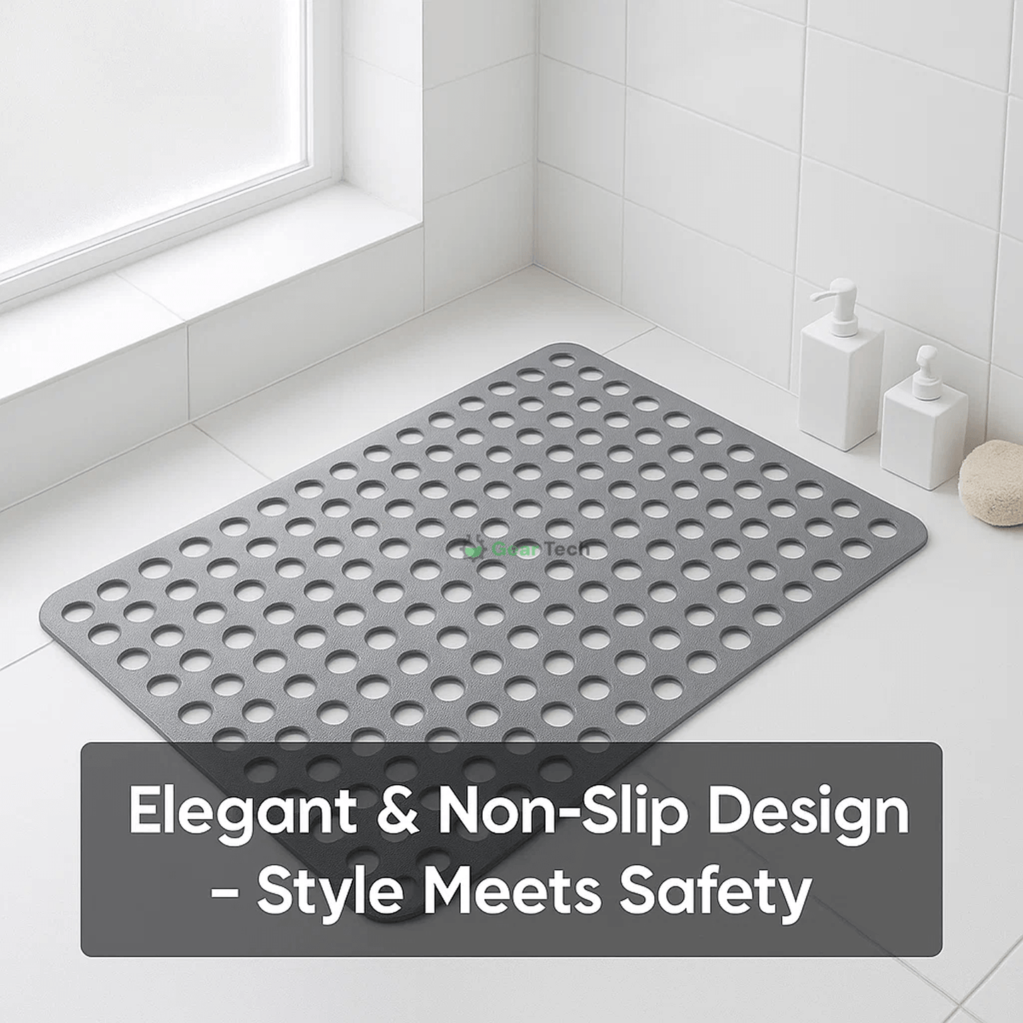 Anti-Slip Bathroom Shower Mat, Mildew-Proof, Easy Clean