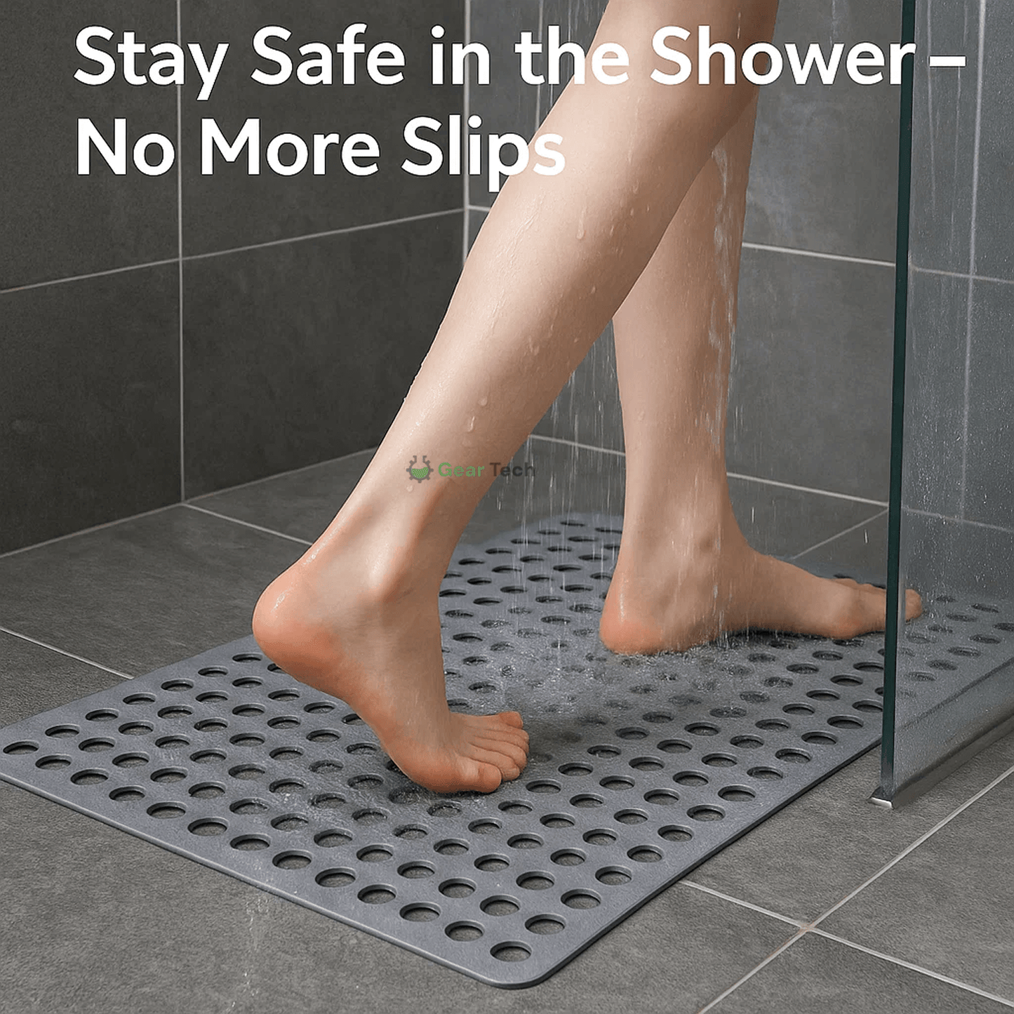 Anti-Slip Bathroom Shower Mat, Mildew-Proof, Easy Clean