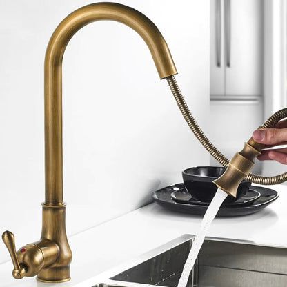 Classic Bronze Rotating Kitchen Faucet With Dark Finish