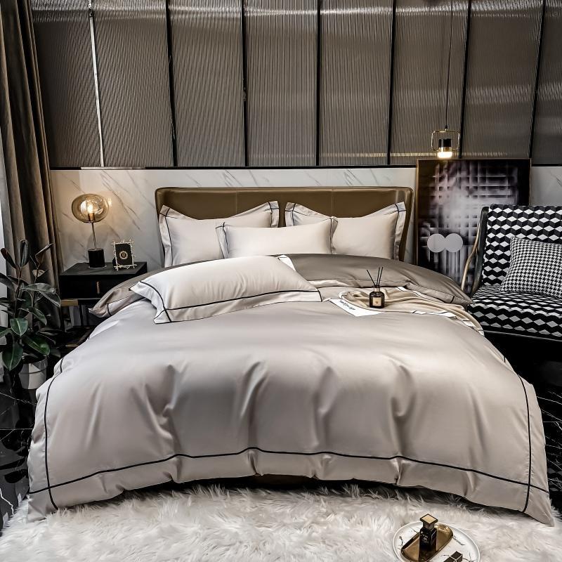 Soft Egyptian Cotton Gold Accent Bedding Set