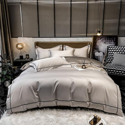 Soft Egyptian Cotton Gold Accent Bedding Set