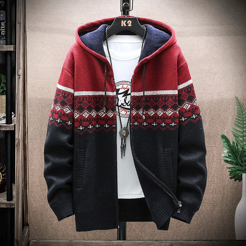 Warm Plaid Hooded Parka Coat for Men