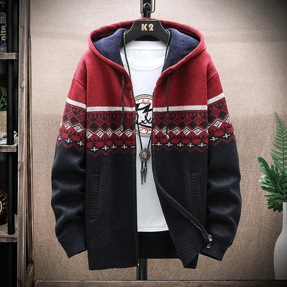 Warm Plaid Hooded Parka Coat for Men