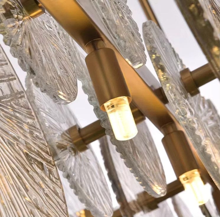 Luxury Round Glass Chandelier in Gold