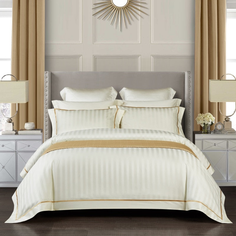 Luxurious Soft Stripe Cotton Bed Sheet Set - Lusomart