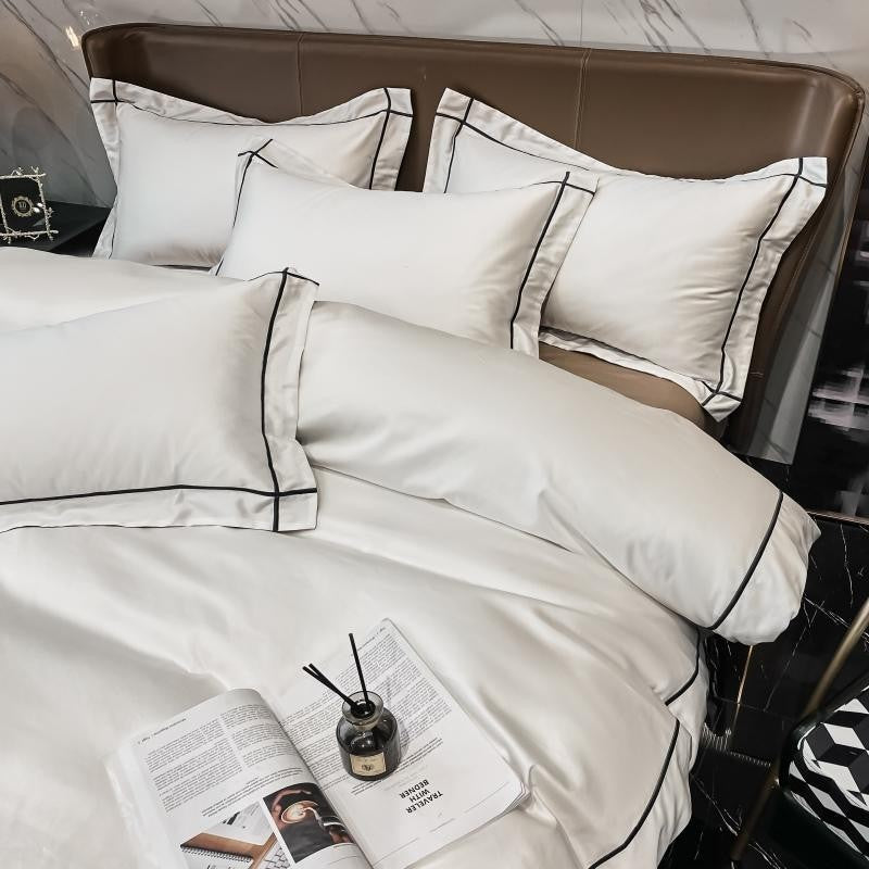Soft Egyptian Cotton Gold Accent Bedding Set