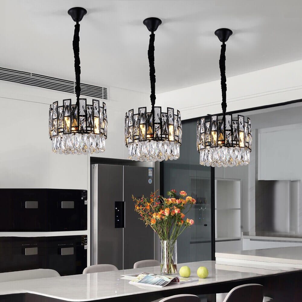 Luxury Crystal Drop LED Ceiling Light in Silver Stainless
