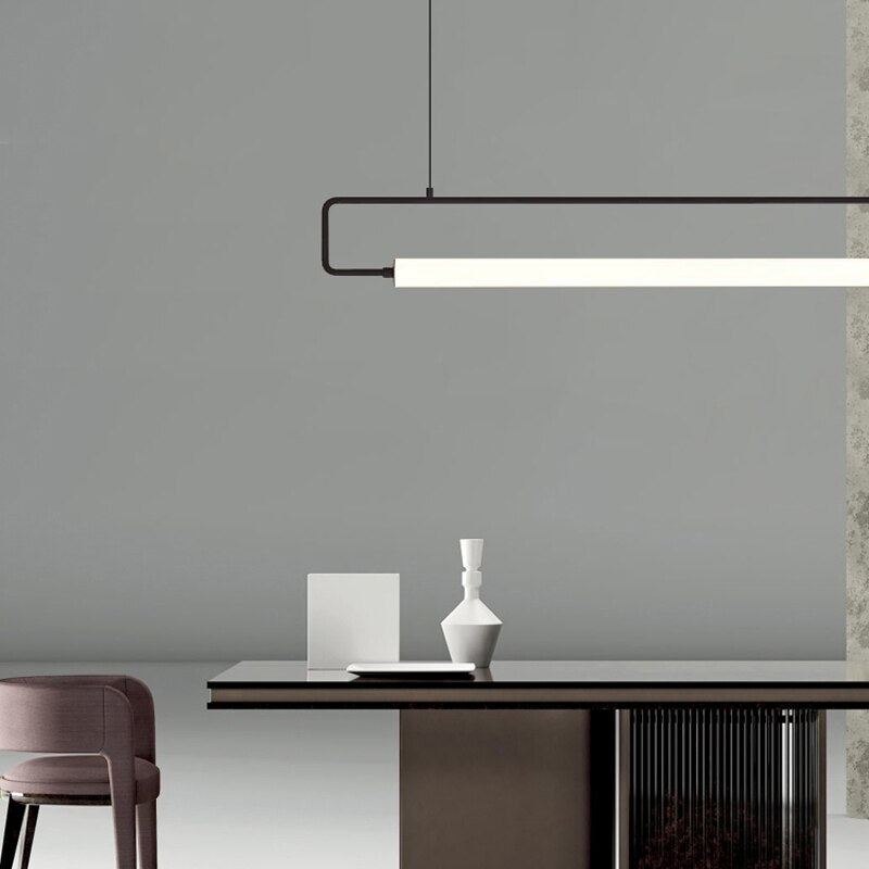 Sleek Modern Black Dining Room Chandelier Light