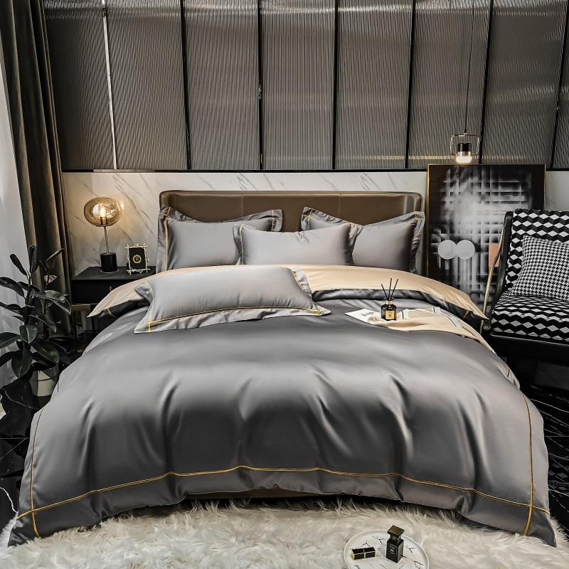 Soft Egyptian Cotton Gold Accent Bedding Set