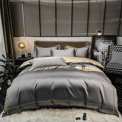 Soft Egyptian Cotton Gold Accent Bedding Set