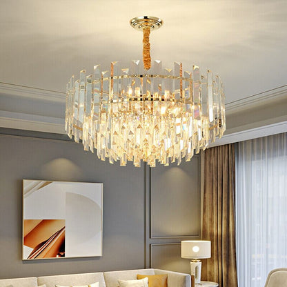 Circular Glass LED Lamp With Brass Decoration