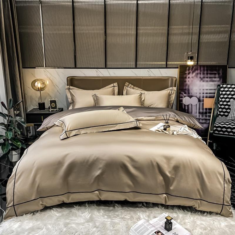 Soft Egyptian Cotton Gold Accent Bedding Set