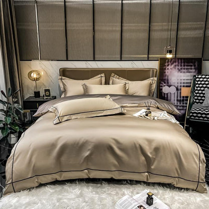 Soft Egyptian Cotton Gold Accent Bedding Set