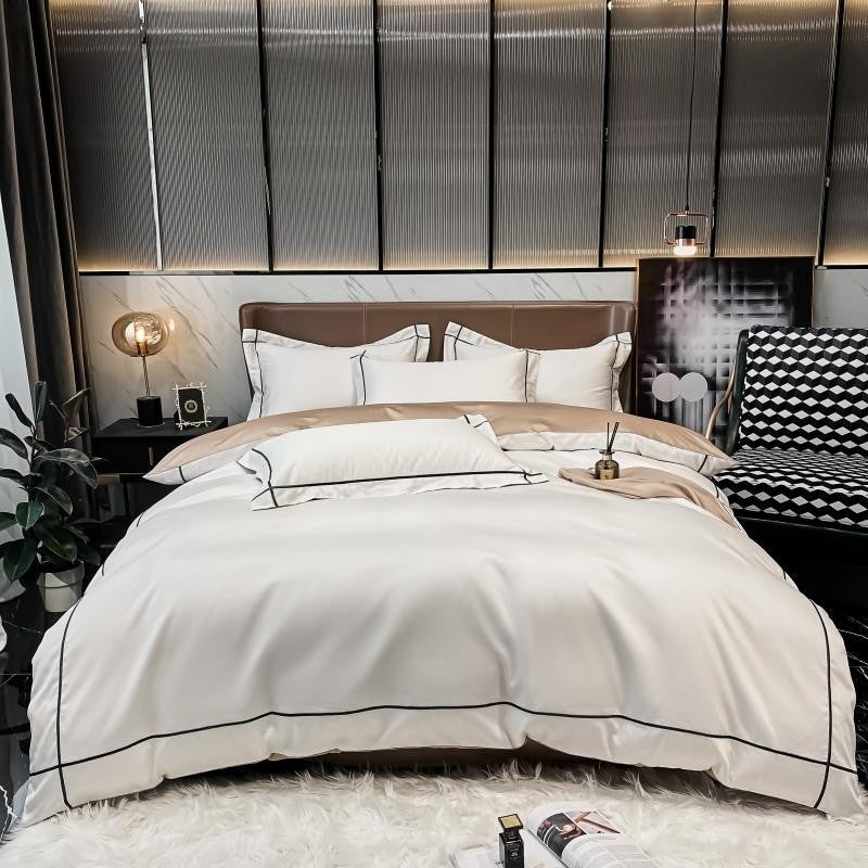 Soft Egyptian Cotton Gold Accent Bedding Set - Lusomart