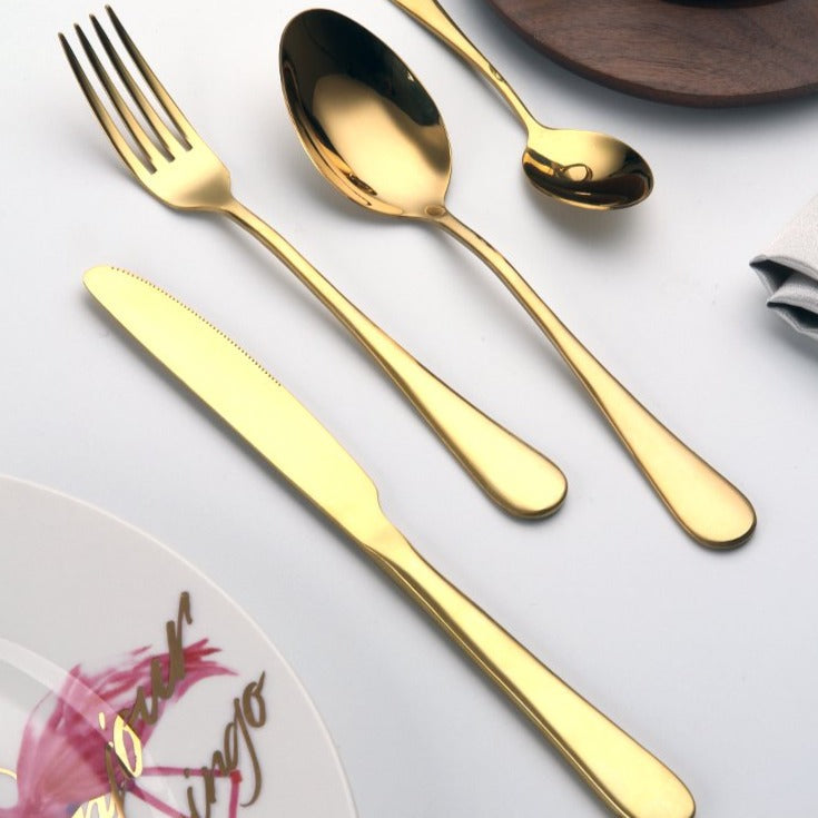 Luxury Gold Coated Stainless Steel Flatware Set