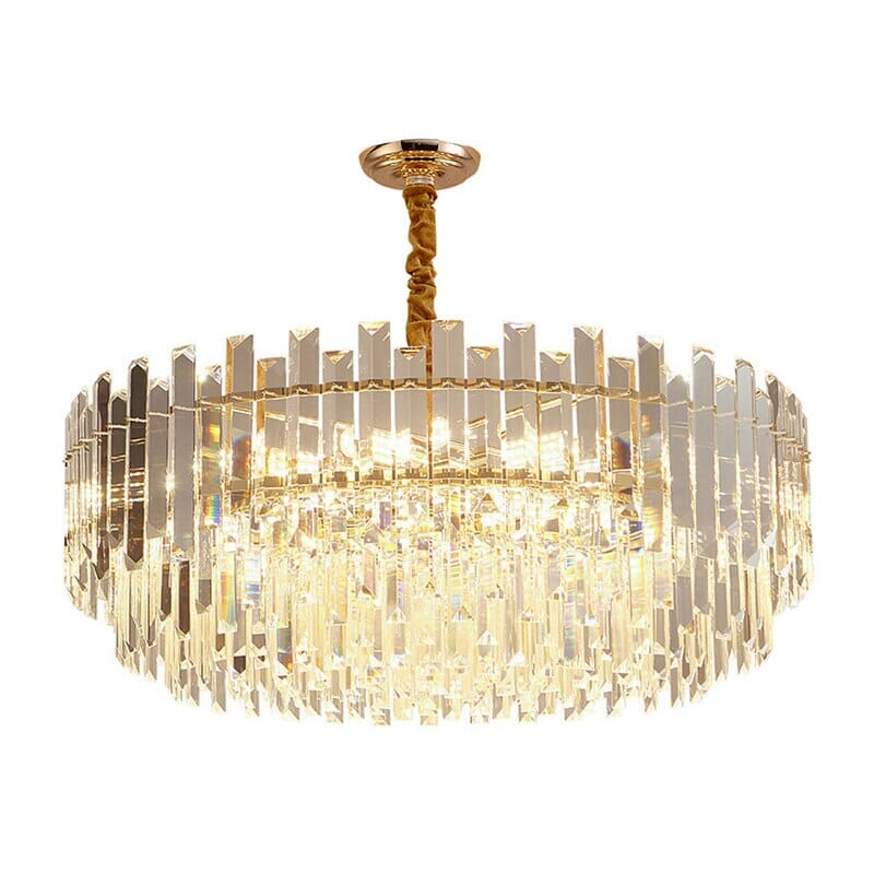Circular Glass LED Lamp With Brass Decoration